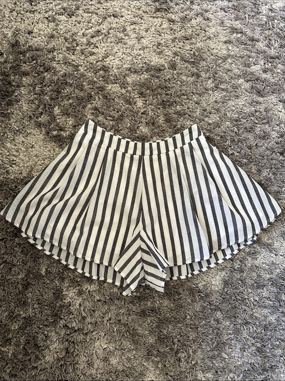 Black and White Vertical Stripe Skort Shorts